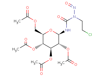 (9CI)-N-(2-氯乙基)-N-亞硝基-N-(2,3,4,6-四-O-乙酰基-beta-D-吡喃葡萄糖)-脲結(jié)構(gòu)式,42936-80-1結(jié)構(gòu)式