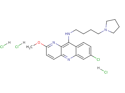 7-氯-2-甲氧基-N-(4-(1-吡咯烷)丁基)-苯并(b)-1,5-萘啶-10-胺三鹽酸鹽結構式,66748-23-0結構式