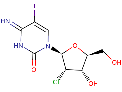 1-(2-氯-2-脫氧-.beta.-l-呋核亞硝脲)-3,4-二氫-4-亞氨基-5-碘-2(1H)-嘧啶酮結(jié)構(gòu)式,80791-94-2結(jié)構(gòu)式