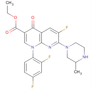 Ethyl 1-(2,4-difluorophenyl)-6-fluoro-7-(3-methylpiperazin-1-yl)-4-oxo-1,4-dihydro-1,8-naphthyridine-3-carboxylateStructure,100491-63-2Structure Ethyl 1-(2,4-difluorophenyl)-6-fluoro-7-(3-methylpiperazin-1-yl)-4-oxo-1,4-dihydro-1,8-naphthyridine-3-carboxylate Structure,100491-63-2Structure