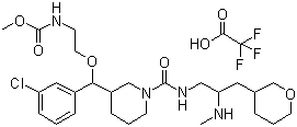 N-[2-[(R)-(3-氯苯基)[(3R)-1-[[[(2S)-2-(甲基氨基)-3-[(3R)-四氫-2H-吡喃-3-基]丙基]氨基]羰基]-3-哌啶基]甲氧基]乙基]-2,2,2-三氟乙酸氨基甲酸甲酯結(jié)構式_1013937-63-7結(jié)構式