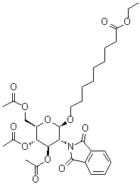 8-乙氧羰基辛基-(3,4,6-三-O-乙?；?2-脫氧-2-鄰苯二甲酰亞胺基-beta-D-吡喃葡萄糖苷結(jié)構(gòu)式_106445-23-2結(jié)構(gòu)式