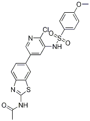 N-[6-[6-氯-5-[[(4-甲氧基苯基)磺?；鵠氨基]-3-吡啶]-1,3-苯并噻唑-2-基]乙酰胺結(jié)構(gòu)式_1112980-87-6結(jié)構(gòu)式