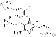 Pentanamide, 2-[[(4-chlorophenyl)sulfonyl][[2-fluoro-4-(1,2,4-oxadiazol-3-yl)phenyl]methyl]amino]-5,5,5-trifluoro-, (2R)- Structure,1146699-66-2Structure