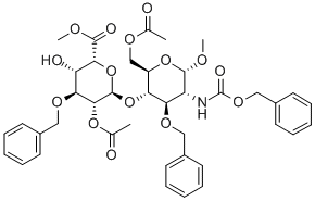 Methyl-6-o-acetyl-3-o-benzyl-2(benzyloxycarbonyl) amino-2-deoxy-4-o-(methyl2-o-acetyl-3-o-benzyl-alfa-l-idopyranosyl uronate)-alfa-d-glucopyranosideStructure,114869-97-5Structure Methyl-6-o-acetyl-3-o-benzyl-2(benzyloxycarbonyl) amino-2-deoxy-4-o-(methyl2-o-acetyl-3-o-benzyl-alfa-l-idopyranosyl uronate)-alfa-d-glucopyranoside Structure,114869-97-5Structure