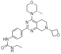 N-乙基-n-[4-[5,6,7,8-四氫-4-[(3s)-3-甲基-4-嗎啉]-7-(3-氧雜環(huán)丁烷)吡啶并[3,4-d]嘧啶-2-基]苯基]脲結(jié)構(gòu)式_1207360-89-1結(jié)構(gòu)式