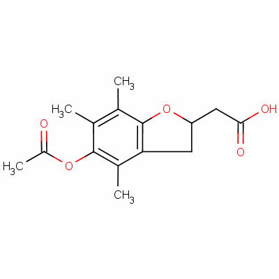 2-(5-乙酰氧基-4,6,7-三甲基-2,3-二氫苯并呋喃-2-基)乙酸結(jié)構(gòu)式_128232-14-4結(jié)構(gòu)式