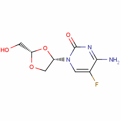 4-氨基-5-氟-1-[(2S,4S)-2-(羥基甲基)-1,3-二氧戊環(huán)-4-基]嘧啶-2-酮結構式_145397-26-8結構式