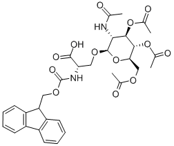 O-(2-乙酰氨基-2-脫氧-3,4,6-三-O-乙酰基-β-D-吡喃葡萄糖)-N-Fmoc-L-絲氨酸結(jié)構(gòu)式_160067-63-0結(jié)構(gòu)式