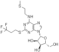 (2R,3s,4r,5r)-2-(hydroxymethyl)-5-(6-((2-(methylthio)ethyl)amino)-2-((3,3,3-trifluoropropyl)thio)-9h-purin-9-yl)tetrahydrofuran-3,4-diolStructure,163706-58-9Structure (2R,3s,4r,5r)-2-(hydroxymethyl)-5-(6-((2-(methylthio)ethyl)amino)-2-((3,3,3-trifluoropropyl)thio)-9h-purin-9-yl)tetrahydrofuran-3,4-diol Structure,163706-58-9Structure