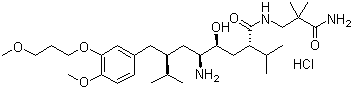 (2S,4s,5s,7s)-7-(3-(3-methoxypropoxy)-4-methoxybenzyl)-5-amino-n-(2-carbamoyl-2-methylpropyl)-4-hydroxy-2-isopropyl-8-methylnonanamide hydrochlorideStructure,173399-03-6Structure (2S,4s,5s,7s)-7-(3-(3-methoxypropoxy)-4-methoxybenzyl)-5-amino-n-(2-carbamoyl-2-methylpropyl)-4-hydroxy-2-isopropyl-8-methylnonanamide hydrochloride Structure,173399-03-6Structure