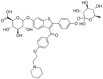 2-{4-[(5xi)-beta-L-來(lái)蘇-吡喃己酮糖基氧基]苯基}-3-{4-[2-(1-哌啶基)乙氧基]苯甲?；鶀-1-苯并噻吩-6-基(5xi)-beta-D-來(lái)蘇-吡喃己酮糖苷酸結(jié)構(gòu)式_182507-20-6結(jié)構(gòu)式