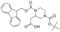 4-Boc-1-fmoc-2-piperazine acetic acid;2-(1-(9h-fluoren-9-ylmethoxycarbonyl)-4-((2-methylpropan-2-yl)oxycarbonyl)piperazin-2-yl)acetic acidStructure,183742-34-9Structure 4-Boc-1-fmoc-2-piperazine acetic acid;2-(1-(9h-fluoren-9-ylmethoxycarbonyl)-4-((2-methylpropan-2-yl)oxycarbonyl)piperazin-2-yl)acetic acid Structure,183742-34-9Structure