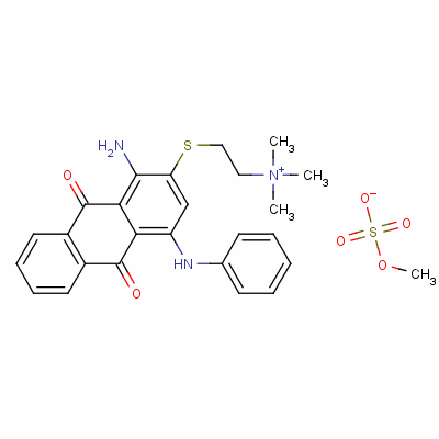 2-((1-氨基-9,10-二氫-9,10-二氧代-4-(苯基氨基)-2-蒽基)硫代)-N,N,N-三甲基-乙銨硫酸甲酯鹽結(jié)構(gòu)式_18559-08-5結(jié)構(gòu)式