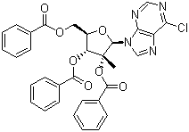 6-氯-9-(2,3,5-三苯甲酰氧基-2-C-甲基-beta-D-呋喃核糖基)-9H-嘌呤結(jié)構(gòu)式_205171-04-6結(jié)構(gòu)式