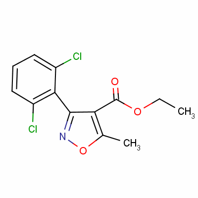 3-(2,6-二氯苯基)-5-甲基異噁唑-4-羧酸乙酯結(jié)構(gòu)式_24248-21-3結(jié)構(gòu)式