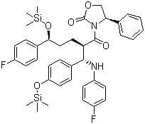3-[(2R,5S)-5-(4-氟苯基)-2-[(S)-[(4-氟苯基(氨基)]][4-(三甲基硅)氧]苯基]甲基]-1-氧代-5-[(三甲基硅)氧]苯基]-4-苯基-(4S)-2-惡唑烷酮結(jié)構(gòu)式_272778-12-8結(jié)構(gòu)式