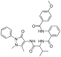 (9ci)-n-[1-[[(2,3-二氫-1,5-二甲基-3-氧代-2-苯基-1H-吡唑-4-基)氨基]羰基]-2-甲基丙基]-2-[(4-甲氧基苯甲?；?氨基]-苯甲酰胺結(jié)構(gòu)式_485810-18-2結(jié)構(gòu)式