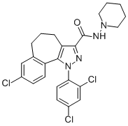 8-氯-1-(2,4-二氯苯基)-N-(1-哌啶基)-1,4,5,6-四氫苯并[6,7]環(huán)庚并[1,2-c]吡唑-3-甲酰胺結(jié)構(gòu)式_494844-07-4結(jié)構(gòu)式