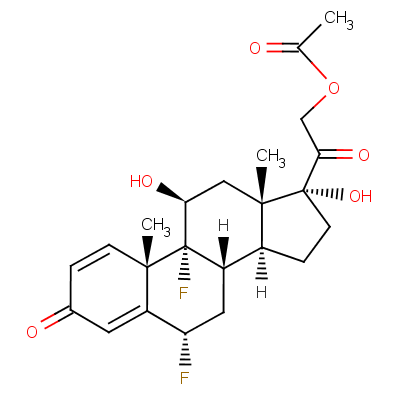 6alpha,9-二氟-11beta,17,21-三羥基孕甾-1,4-二烯-3,20-二酮 21-乙酸酯結(jié)構(gòu)式_52-70-0結(jié)構(gòu)式