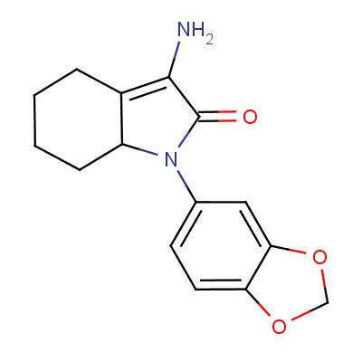 3-氨基-1-(1,3-苯并二氧雜環(huán)戊烯l-5-基)-1,4,5,6,7,7a-六氫-2H-吲哚-2-酮結(jié)構(gòu)式_52480-74-7結(jié)構(gòu)式