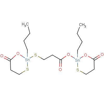 2-Butyl-2-((3-((2-butyldihydro-6-oxo-4h-1,3,2-oxathiastannin-2-yl)oxy)-3-oxopropyl)thio)dihydro-6h-1,3,2-oxathiastannin-6-oneStructure,58098-20-7Structure 2-Butyl-2-((3-((2-butyldihydro-6-oxo-4h-1,3,2-oxathiastannin-2-yl)oxy)-3-oxopropyl)thio)dihydro-6h-1,3,2-oxathiastannin-6-one Structure,58098-20-7Structure