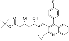 6-Heptenoic acid, 7-[2-cyclopropyl-4-(4-fluorophenyl)-3-quinolinyl]-3,5-dihydroxy-, 1,1-dimethylethyl ester, (3R,5S,6E)- Structure,586966-54-3Structure