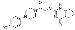 (9ci)-1-(4-甲氧基苯基)-4-[[(4,5,6,7-四氫-4-氧代-1H-環(huán)戊并嘧啶-2-基)硫代]乙?；鵠-哌嗪結構式_604749-66-8結構式