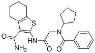 (9ci)-2-[[(苯甲?；h(huán)戊基氨基)乙酰基]氨基]-4,5,6,7-四氫-苯并[b]噻吩-3-羧酰胺結(jié)構(gòu)式_606108-88-7結(jié)構(gòu)式