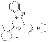 (9ci)-2,6-二甲基-1-[[2-[[2-氧代-2-(1-吡咯烷)乙基]硫代]-1H-苯并咪唑-1-基]乙?；鵠-哌啶結(jié)構(gòu)式_606110-33-2結(jié)構(gòu)式