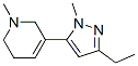 (9CI)-3-(3-乙基-1-甲基-1H-吡唑-5-基)-1,2,5,6-四氫-1-甲基-吡啶結(jié)構(gòu)式_622403-68-3結(jié)構(gòu)式