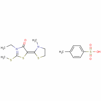 3-乙基-4,5-二氫-5-(3-甲基噻唑烷-2-亞基)-2-(甲硫基)-4-氧代噻唑鎓對(duì)甲苯磺酸鹽結(jié)構(gòu)式_63870-47-3結(jié)構(gòu)式