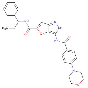 3-[[4-(4-嗎啉)苯甲酰基]氨基]-n-(1-苯基丙基)-1H-呋喃并[3,2-c]吡唑-5-羧酰胺結(jié)構(gòu)式_648412-44-6結(jié)構(gòu)式