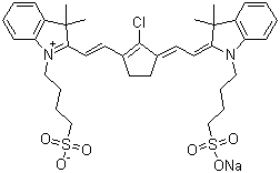 2-[2-[2-氯-3-[2-[1,3-二氫-3,3-二甲基-1-(4-磺酸基丁基)-2H-吲哚-2-亞基)乙亞基]]-1-環(huán)戊烯-1-基]乙烯基]-3,3-二甲基-1-(4-磺酸基丁基)-3H-吲哚內(nèi)鹽鈉鹽結(jié)構(gòu)式_757960-10-4結(jié)構(gòu)式
