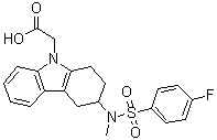 (+)-3-[[(4-氟苯基)磺?；鵠甲基氨基]-1,2,3,4-四氫-9H-咔唑-9-乙酸結(jié)構(gòu)式_844639-57-2結(jié)構(gòu)式