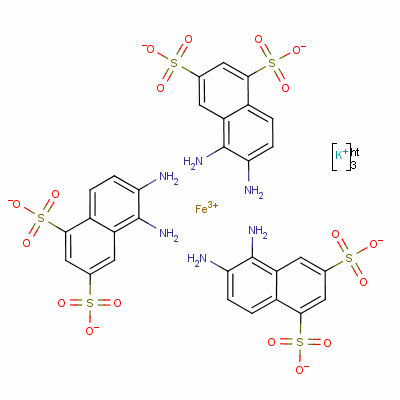1,2-二氨基萘-5,7-二磺酸,三(5,6-二氨基-1,3-萘二磺酸)鐵絡(luò)合物鉀鹽結(jié)構(gòu)式_85187-44-6結(jié)構(gòu)式