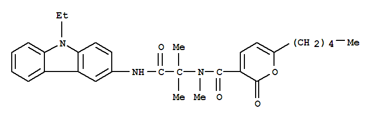 (9ci)-n-[2-[(9-乙基-9h-咔唑-3-基)氨基]-1,1-二甲基-2-氧代乙基]-n-甲基-2-氧代-6-戊基-2H-吡喃-3-羧酰胺結構式_258278-04-5結構式