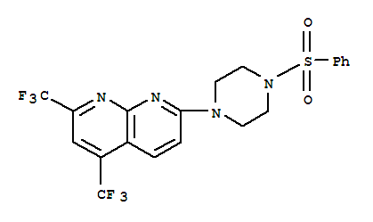 (9Ci)-1-[5,7-雙(三氟甲基)-1,8-萘啶-2-基]-4-(苯基磺?；?-哌嗪結(jié)構(gòu)式_320417-87-6結(jié)構(gòu)式