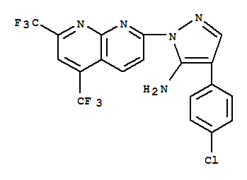 (9Ci)-1-[5,7-雙(三氟甲基)-1,8-萘啶-2-基]-4-(4-氯苯基)-1H-吡唑-5-胺結(jié)構(gòu)式_321522-22-9結(jié)構(gòu)式