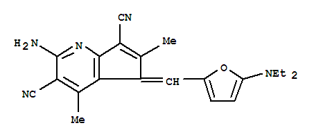 2-氨基-5-[[5-(二乙基氨基)-2-呋喃]亞甲基]-4,6-二甲基-5H-環(huán)戊并[b]吡啶-3,7-二甲腈結(jié)構式_366469-49-0結(jié)構式