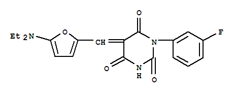 5-[[5-(二乙基氨基)-2-呋喃]亞甲基]-1-(3-氟苯基)-2,4,6(1H,3h,5h)-嘧啶三酮結(jié)構(gòu)式_366825-50-5結(jié)構(gòu)式