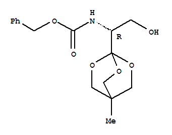 1-[N-芐氧基羰基-(1r)-1-氨基-2-羥基乙基]-4-甲基-2,6,7-三噁雙環(huán)[2.2.2]辛烷結(jié)構(gòu)式_851974-77-1結(jié)構(gòu)式