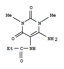 (5CI)-N-(6-氨基-1,2,3,4-四氫-1,3-二甲基-2,4-二氧代-5-嘧啶)-丙酰胺結(jié)構(gòu)式_856984-03-7結(jié)構(gòu)式