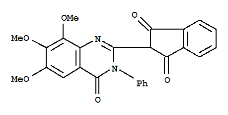 1H-indene-1,3(2h)-dione, 2-(3,4-dihydro-6,7,8-trimethoxy-4-oxo-3-phenyl-2-quinazolinyl)-Structure,858645-51-9Structure 1H-indene-1,3(2h)-dione, 2-(3,4-dihydro-6,7,8-trimethoxy-4-oxo-3-phenyl-2-quinazolinyl)- Structure,858645-51-9Structure