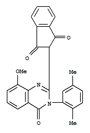 2-[3-(2,5-二甲基苯基)-3,4-二氫-8-甲氧基-4-氧代-2-喹唑啉]-1H-茚-1,3(2H)-二酮結構式_858645-53-1結構式