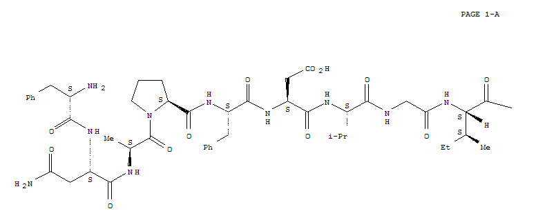 L-phenylalanyl-l-asparaginyl-l-alanyl-l-prolyl-l-phenylalanyl-l-alpha-aspartyl-l-valylglycyl-l-isoleucyl-l-lysyl-l-leucyl-l-serylglycyl-l-alanyl-l-glutaminyl-l-tyrosyl-l-glutaminyl-l-glutaminyl-l-histStructure,869705-22-6Structure L-phenylalanyl-l-asparaginyl-l-alanyl-l-prolyl-l-phenylalanyl-l-alpha-aspartyl-l-valylglycyl-l-isoleucyl-l-lysyl-l-leucyl-l-serylglycyl-l-alanyl-l-glutaminyl-l-tyrosyl-l-glutaminyl-l-glutaminyl-l-hist Structure,869705-22-6Structure