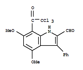 (9ci)-4,6-二甲氧基-3-苯基-7-(三氯乙酰基)-1H-吲哚-2-羧醛結(jié)構(gòu)式_869960-14-5結(jié)構(gòu)式