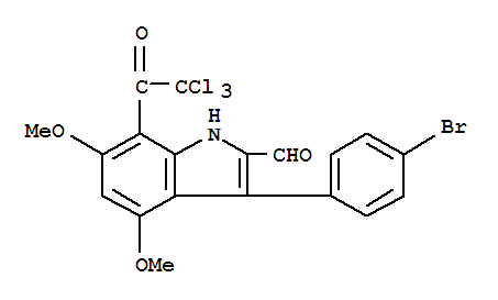 (9ci)-3-(4-溴苯基)-4,6-二甲氧基-7-(三氯乙?；?-1H-吲哚-2-羧醛結(jié)構(gòu)式_869960-15-6結(jié)構(gòu)式