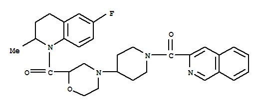 [4-[2-[(6-氟-3,4-二氫-2-甲基-1(2H)-喹啉)羰基]-4-嗎啉]-1-哌啶基]-3-異喹啉-甲酮結構式_888220-11-9結構式