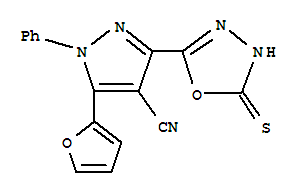 3-(4,5-二氫-5-硫氧代-1,3,4-噁二唑-2-基)-5-(2-呋喃)-1-苯基-1H-吡唑-4-甲腈結(jié)構(gòu)式_933065-62-4結(jié)構(gòu)式